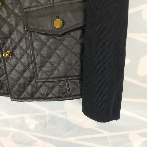 Quilted Leather Knit Jacket with Turn Lock buttons Coco Gancini Gold detail, Lrg - Picture 4 of 8